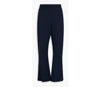 Wool-blend twill bootcut pants - Blue