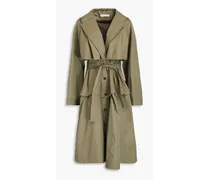 Inhale cotton-drill hooded trench coat - Green