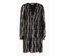 Claudie Pierlot Shirred floral-print crepon mini dress - Black Black
