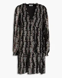 Claudie Pierlot Shirred floral-print crepon mini dress - Black Black