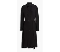 Belted silk crepe de chine shirt dress - Black