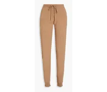 Embroidered mélange cashmere track pants - Brown