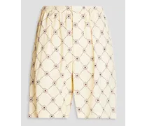 Floral-print shell shorts - Neutral