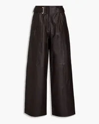 ROTATE Birger Christensen Leather wide-leg pants - Brown Brown