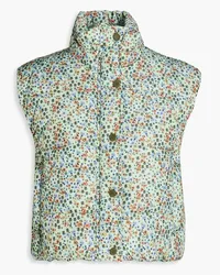 Sandro Quilted floral-print shell vest - Green Green