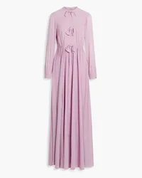 Mikael Aghal Bow-embellished gathered chiffon maxi dress - Purple Purple