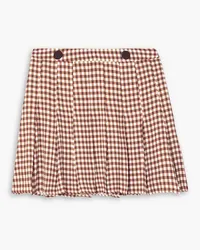 Reformation Portia checked crepe mini skirt - Brown Brown