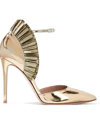 Gianvito Rossi Annabelle mirrored-leather and pleated lamé pumps - Metallic Metallic