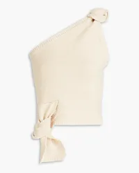 Jacquemus One-shoulder knotted mélange knitted top - Neutral Neutral