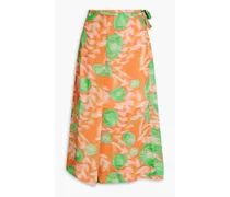 Printed georgette midi skirt - Orange
