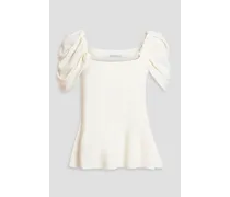 Gathered crepe top - White