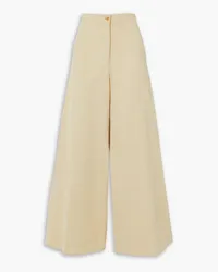 Giuliva Heritage Collection The Paola cotton and silk-blend wide-leg pants - Neutral Neutral