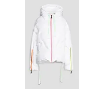 Oversized quilted shell hooded down jacket - White