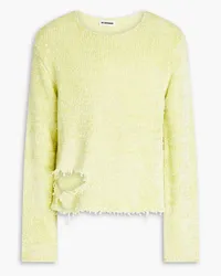 Jil Sander Distressed silk and cotton-blend chenille sweater - Yellow Yellow