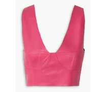 Mimi cropped leather bustier top - Pink