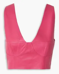 BOUGUESSA Mimi cropped leather bustier top - Pink Pink