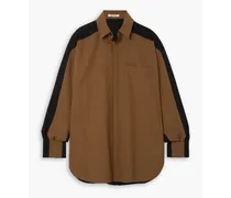 Two-tone wool-blend twill shirt - Brown