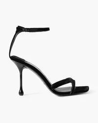 Jimmy Choo Ixia 95 logo-embellished velvet sandals - Black Black