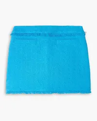 Proenza Schouler Fringed cotton-tweed mini skirt - Blue Blue