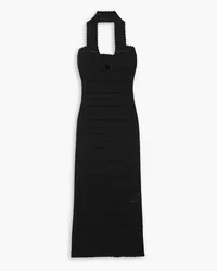 Victoria Beckham Pointelle-knit halterneck midi dress - Black Black