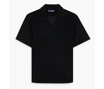 Faustino cotton, Lyocell and linen-blend terry polo shirt - Black