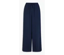 Silk crepe de chine wide-leg pants - Blue