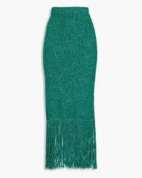 Zimmermann Fringed cashmere and merino wool-blend midi skirt - Green Green