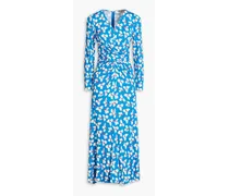 Timmy ruched floral-print jersey midi dress - Blue