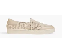 Formentera leather-trimmed crochet sneakers - Neutral