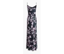 Simone belted floral-print silk-satin maxi dress - Purple