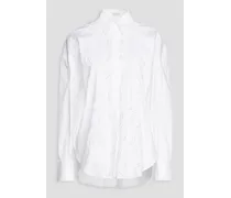 Embellished stretch-cotton poplin shirt - White