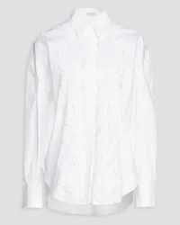 Brunello Cucinelli Embellished stretch-cotton poplin shirt - White White