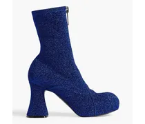 Groove metallic stretch-knit ankle boots - Blue