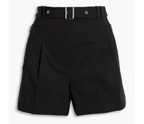 Belted cotton-blend shorts - Black