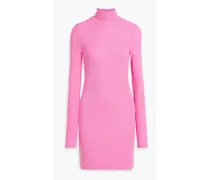 Ribbed stretch-modal jersey turtleneck mini dress - Pink
