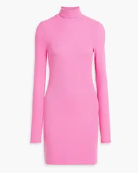 ATM Ribbed stretch-modal jersey turtleneck mini dress - Pink Pink