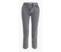 Nina cropped mid-rise straight-leg jeans - Gray