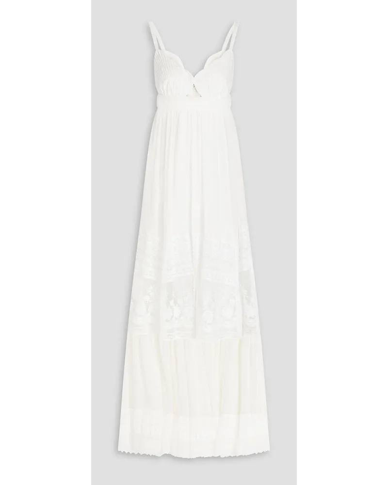 Saloni Naki paneled tulle, gauze and cotton maxi dress - White White