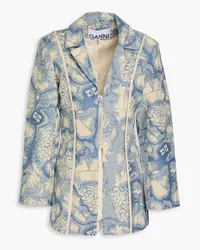 Ganni Cotton-blend jacquard blazer - Blue Blue