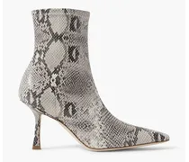 Agnes snake-effect faux suede ankle boots - Animal print
