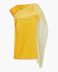 Rick Owens Draped tulle and jersey top - Yellow Yellow