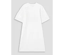 Poplin-paneled ruffled cotton-jersey mini dress - White