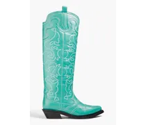 Embroidered leather cowboy boots - Blue