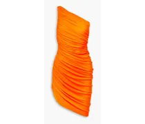 Diana one-shoulder ruched stretch-jersey dress - Orange