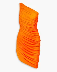 Norma Kamali Diana one-shoulder ruched stretch-jersey dress - Orange Orange