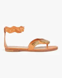 RED Valentino Embellished leather sandals - Brown Brown