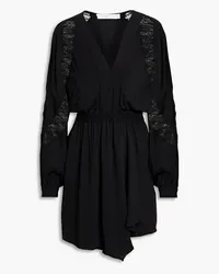 IRO Furia lace-paneled ruffled crepe mini dress - Black Black