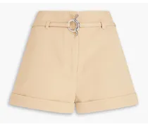 Belted twill shorts - Neutral