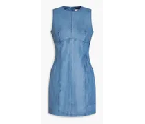 Pebbled-leather mini dress - Blue