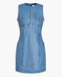 ROTATE Birger Christensen Pebbled-leather mini dress - Blue Blue